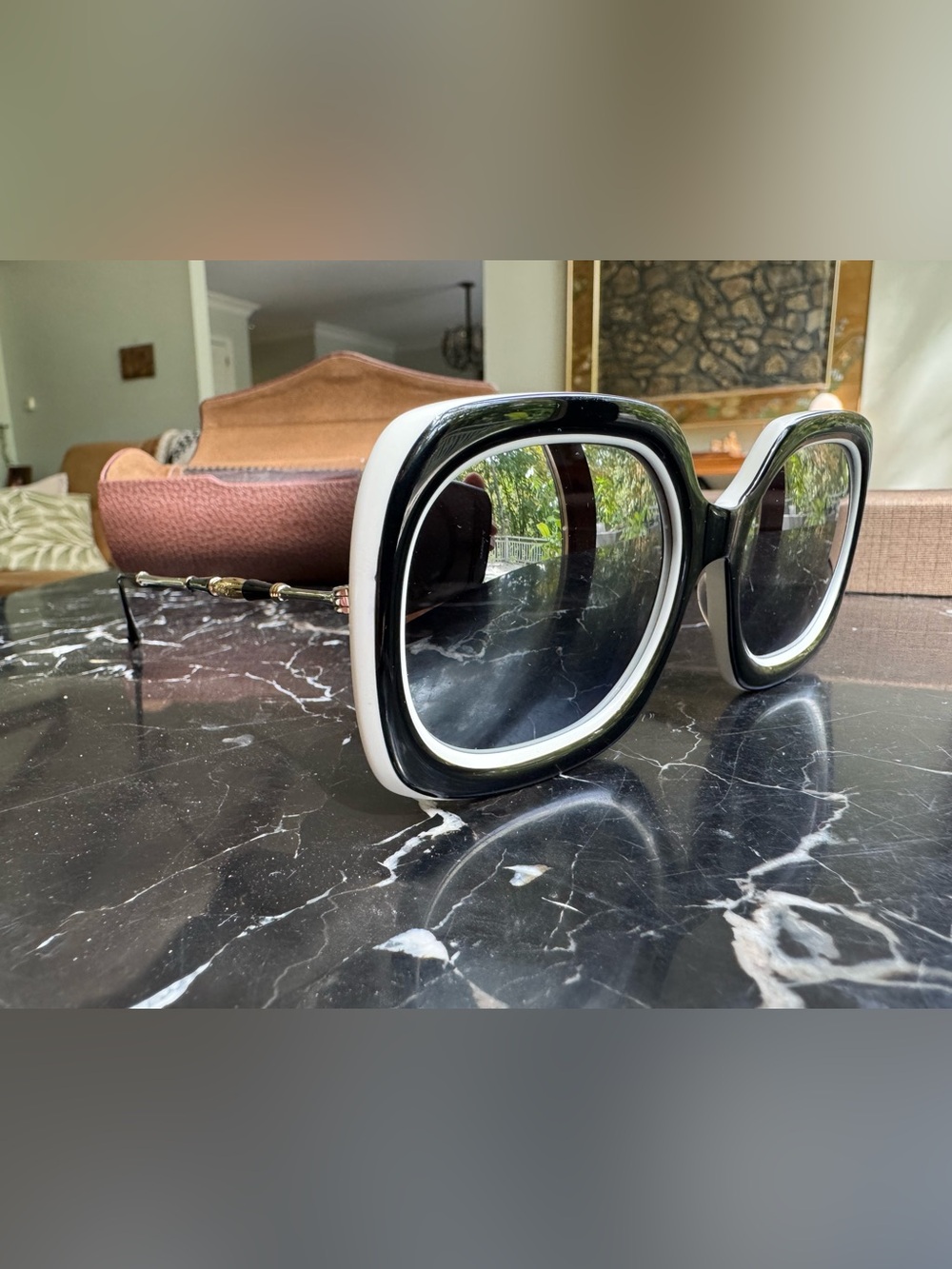 Matsuda M2035 Sunglasses Black/White Oversized Square Mirror Lens Japan NEW